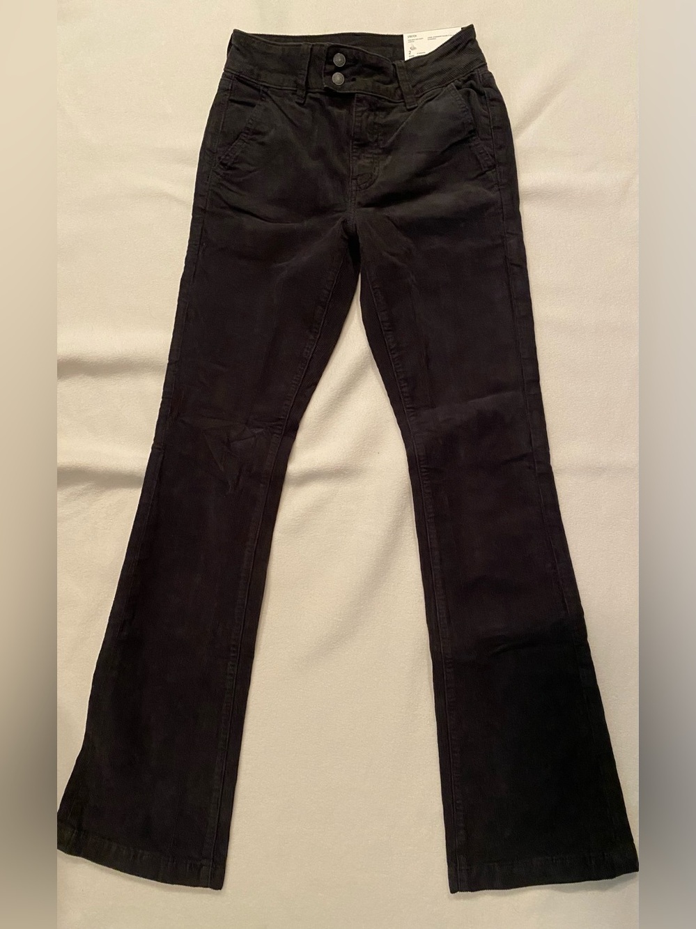 American Eagle High Rise Kick Boot Corduroy Pants Slate Black 2 Regular Stretch